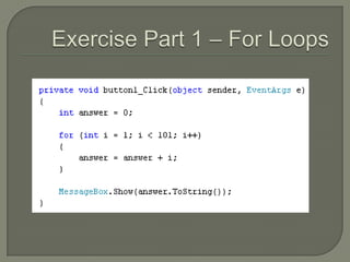 Exercise Part 1 – For Loops