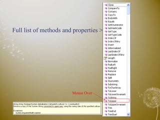 Full list of methods and properties >Mouse Over