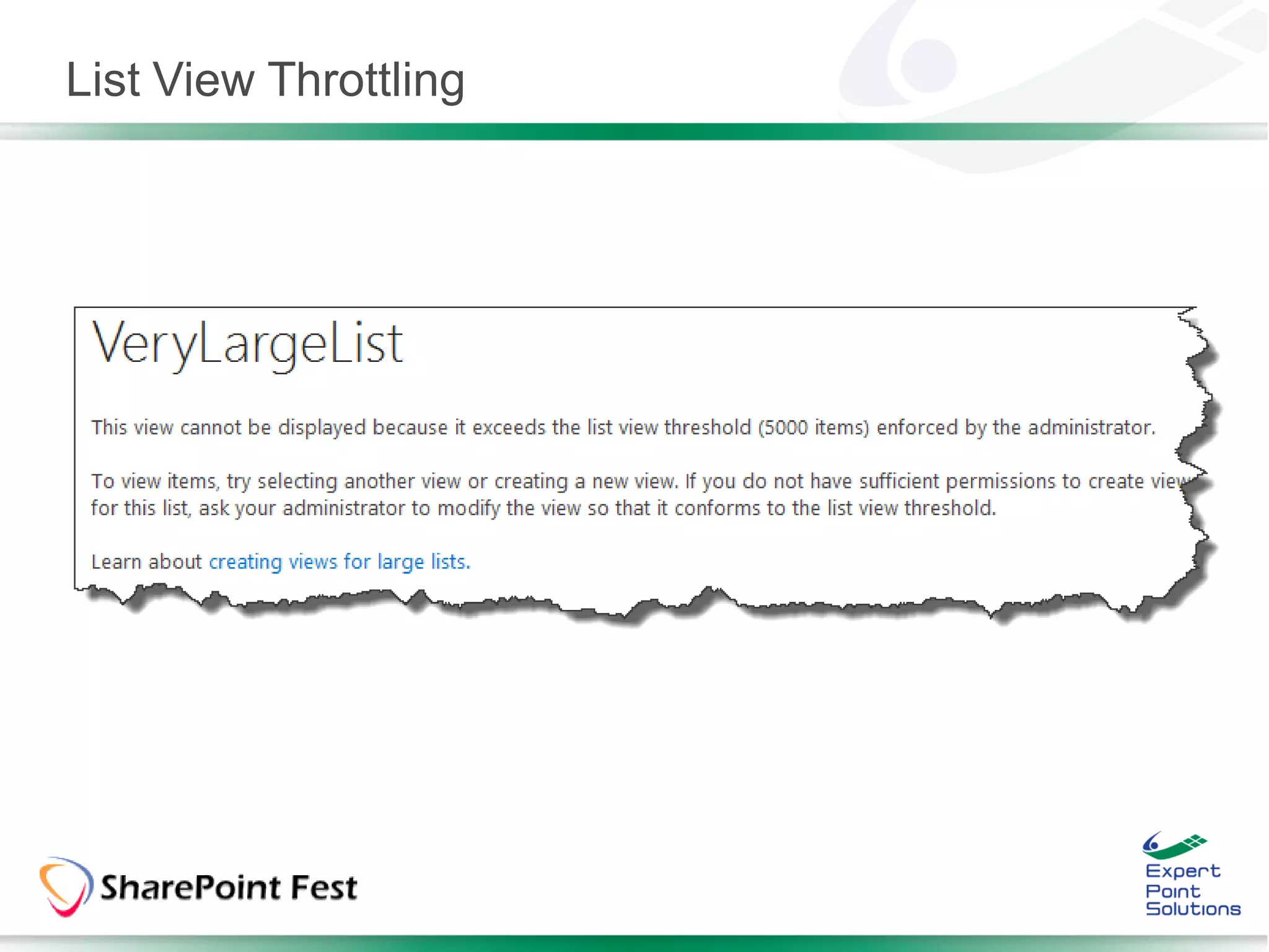 List View Throttling
 