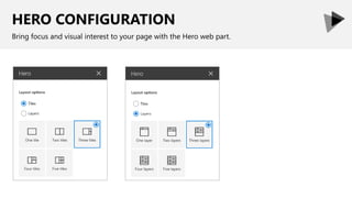 HERO CONFIGURATION
Bring focus and visual interest to your page with the Hero web part.
 