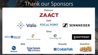 Thank our Sponsors
Platinum
Gold
Silver
Web ShareSki SharePint
 