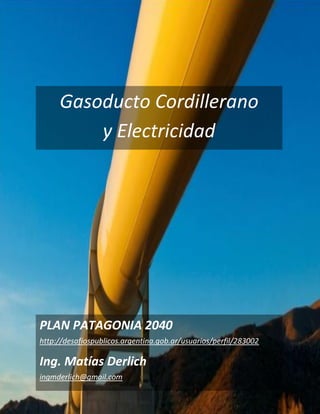 Gasoducto Cordillerano
y Electricidad
PLAN PATAGONIA 2040
http://desafiospublicos.argentina.gob.ar/usuarios/perfil/283002
Ing. Matías Derlich
ingmderlich@gmail.com
 