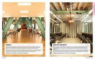 BELEZA E SAÚDE / BEAUTY N’ HEALTH
              STUDIO W                                                                                                                             VIMAX ART HAIR BEAUTY
              A rede de salões de beleza Studio W, do hair stylist Wanderley Nunes, surgiu em 1999 no bairro Higienópolis, em São Paulo.           Referência no exigente mercado da beleza, o salão-boutique foi criado pelo embaixador da L’oreal Professionnel no Brasil, Viktor.
              Hoje, com quatro unidades espalhadas pela cidade e uma em Campinas, o Studio W é referência de bom atendimento, ótimos               Pensado para oferecer o máximo de conforto aos seus clientes, o espaço é conhecido pelo atendimento diferenciado e pela
              profissionais e tornou-se famoso por ter uma clientela do mundo da moda e ser frequentado por artistas e celebridades.               expertise de seus profissionais, que agem como consultores de imagem. Inovador, o ambiente também chama a atenção pelo
                                                                                                                                                   projeto moderno.
              The beauty salon chain Studio W, owned by the hair stylist Wanderley Nunes, was inaugurated in 1999, in Higienópolis, São Paulo.     A reference in the demanding beauty industry, the boutique salon was created by the ambassador of L’oreal Professionnel in Brazil,
              Today, with four units in the city and one unit in Campinas, Studio W is a reference in terms of good customer services, excellent   Viktor. Conceived to provide its customers with the maximum comfort, the space is known for the differentiated services and for its
              professionals and has become famous for its customers, namely, fashion professionals, artists, and celebrities.                      professionals’ expertise, who act as image consultants. Innovative, the beauty salon also calls the attention for its modern project.

              Av. Brig. Faria Lima, 2.232 - Jardim Paulistano - Tel.: (11) 3094-2640 - www.studiow.com.br                                          Rua Olimpíadas, 360 - Shopping Vila Olímpia - Tel.: (11) 3045-6979 - www.vimaxbeauty.com.br




SAO PAULO GUIDE                                                                         332                                                                                                                                333                                                BELEZA E SAÚDE / BEAUTY N’ HEALTH
 