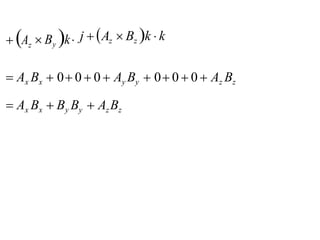  A  By kj  Az  Bz k  k
 Ax Bx  00  0 Ay By  00  0 Az Bz
 Ax Bx  By By AzBz
z
 
