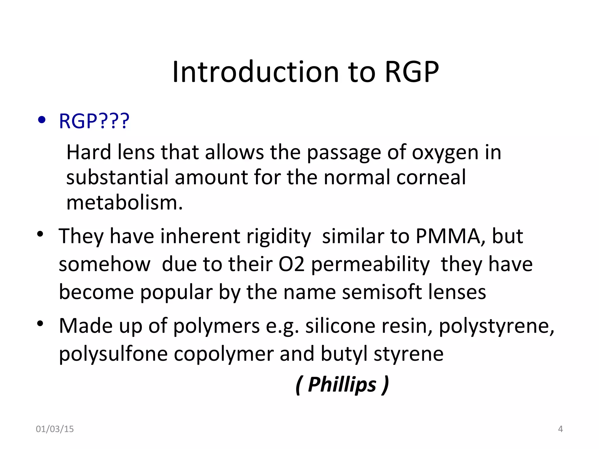 Spherical RGP contact lens fitting and prescribing