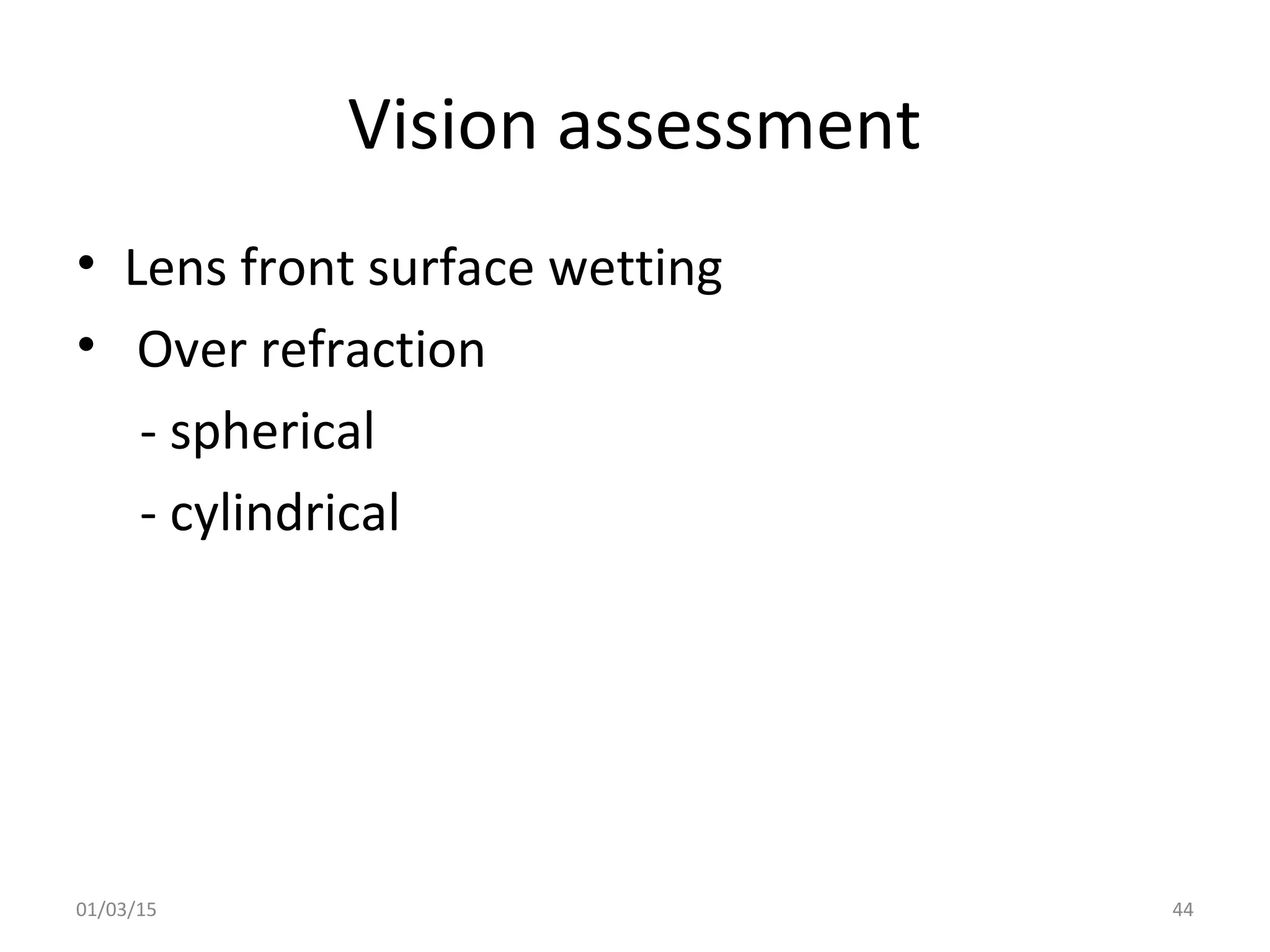 Spherical RGP contact lens fitting and prescribing