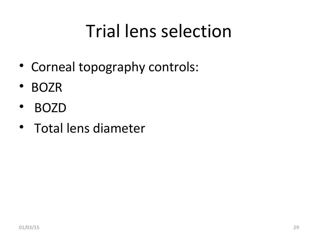 Spherical RGP contact lens fitting and prescribing