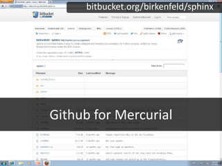 bitbucket.org/birkenfeld/sphinxGithub for Mercurial10