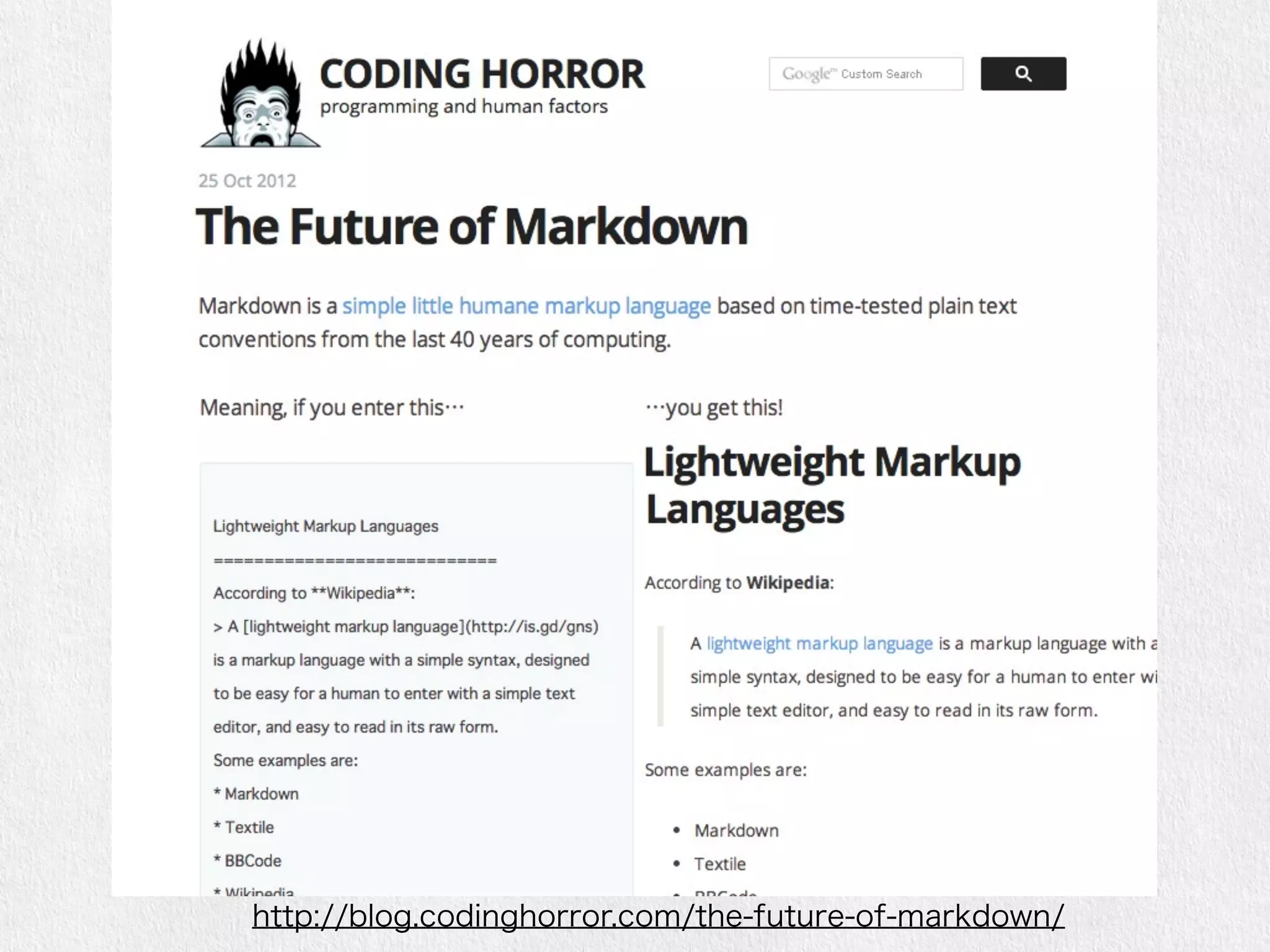 http://blog.codinghorror.com/the-future-of-markdown/ 
 