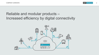 Reliable and modular products –
Increased efficiency by digital connectivity
COMPANY & MISSION 4
 