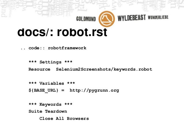 setup suite robot framework = result of Sphinx robot as documentation setup suite robot framework = result of Sphinx robot as documentation