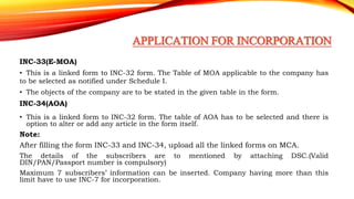 Incorporation of Company-SPICe form | PPTX