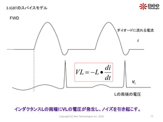 i
VL
Lの両端の電圧
ダイオードに流れる電流
dt
di
LVL 
FWD
77Copyright (C) Bee Technologies Inc. 2010
3.IGBTのスパイスモデル
 