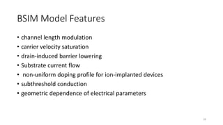 SPICE LEVEL I/LEVEL II/LEVEL III AND BSIM MODELS | PPTX
