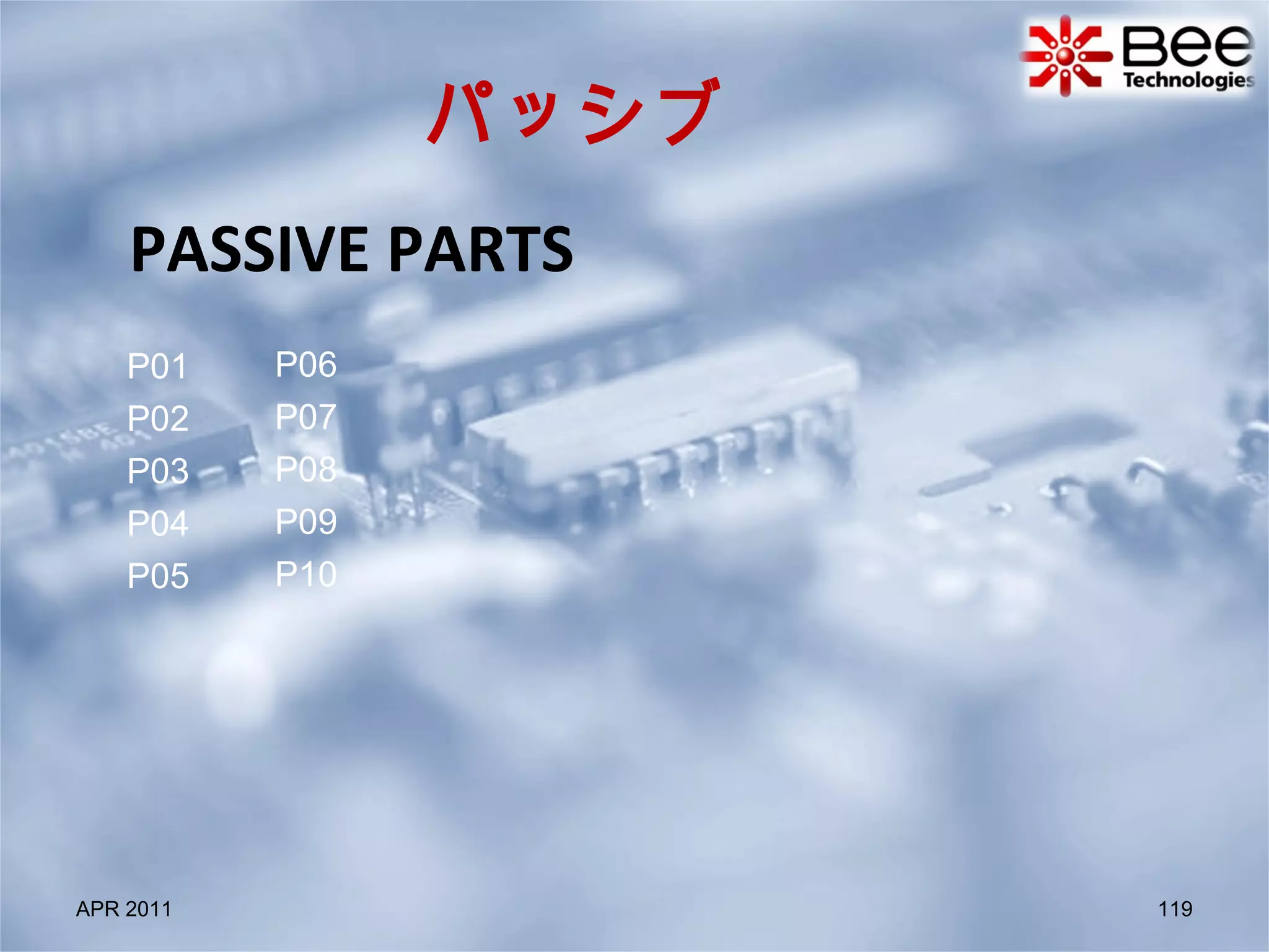 PASSIVE PARTS  APR 2011 パッシブ P01 P02  P03  P04  P05  P06  P07  P08  P09 P10 