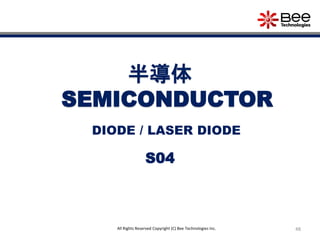 48
半導体
SEMICONDUCTOR
S04
All Rights Reserved Copyright (C) Bee Technologies Inc.
DIODE / LASER DIODE
 