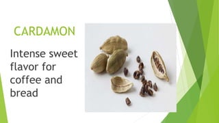 CARDAMON
Intense sweet
flavor for
coffee and
bread
 