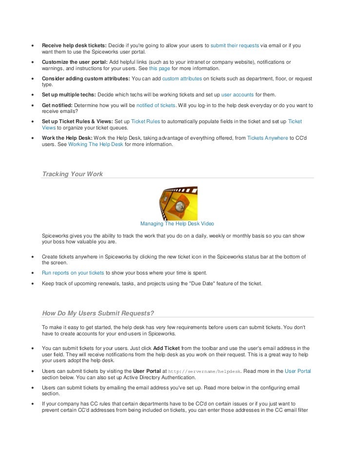 Spiceworks It Help Desk Overview