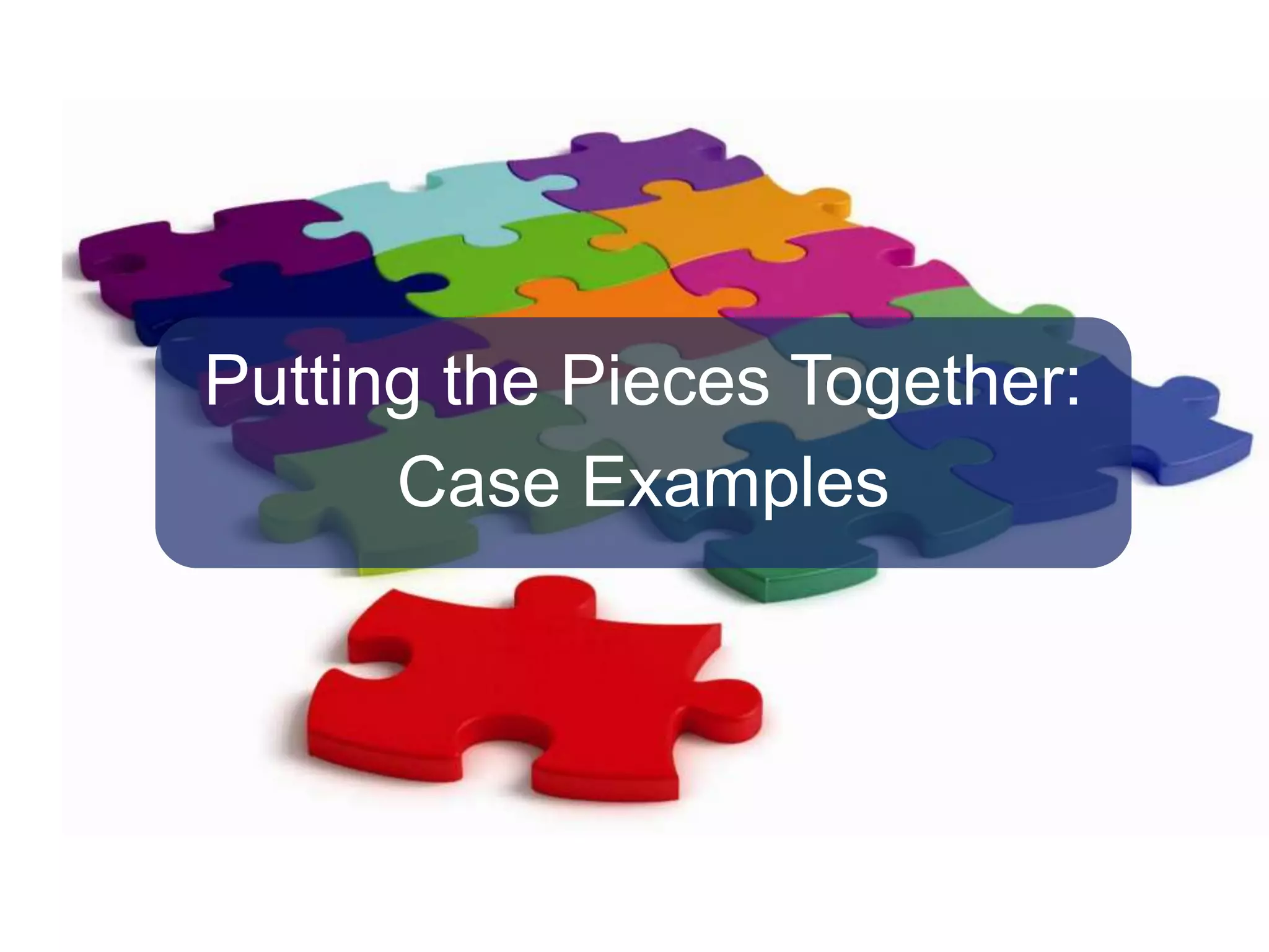 Putting the Pieces Together:
      Case Examples
 