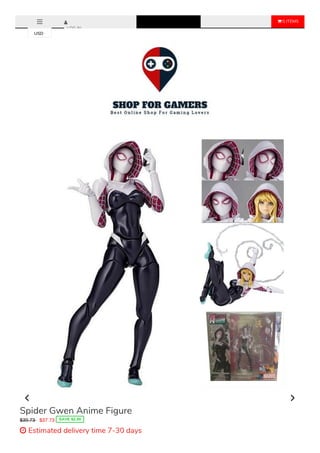  0 ITEMS
LOG IN
Spider Gwen Anime Figure
$39.73 $37.73 SAVE $2.00
 Estimated delivery time 7-30 days
USD
 