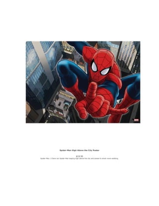 Spider-Man High Above the City Poster
$19.50
Spider-Man | Check out Spider-Man leaping high above the city and poised to shoot more webbing.
 