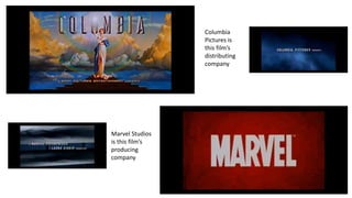 Columbia
Pictures is
this film’s
distributing
company
Marvel Studios
is this film’s
producing
company
 
