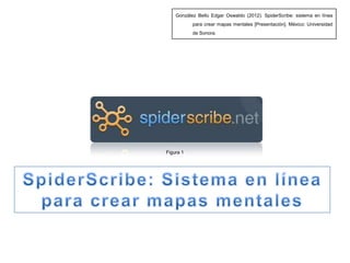 González Bello Edgar Oswaldo (2012). SpiderScribe: sistema en línea
           para crear mapas mentales [Presentación]. México: Universidad
           de Sonora.




Figura 1
 