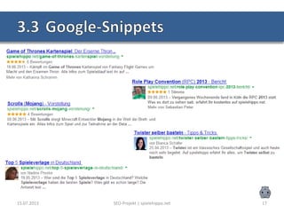 15.07.2013 SEO-Projekt | spielehippo.net 17
 