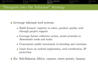 Strengthening developing-country seed systems and markets. Policy trade-offs, unintended consequences, and operational realities