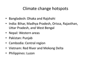 Inter-linked impacts and policy options of climate change and water resources in South and SE Asia