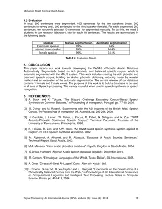 The Arabic Speech Database: PADAS | PDF