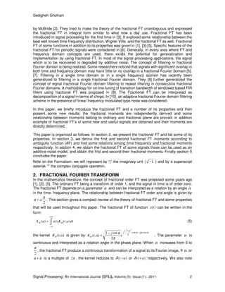 On Fractional Fourier Transform Moments Based On Ambiguity Function | PDF