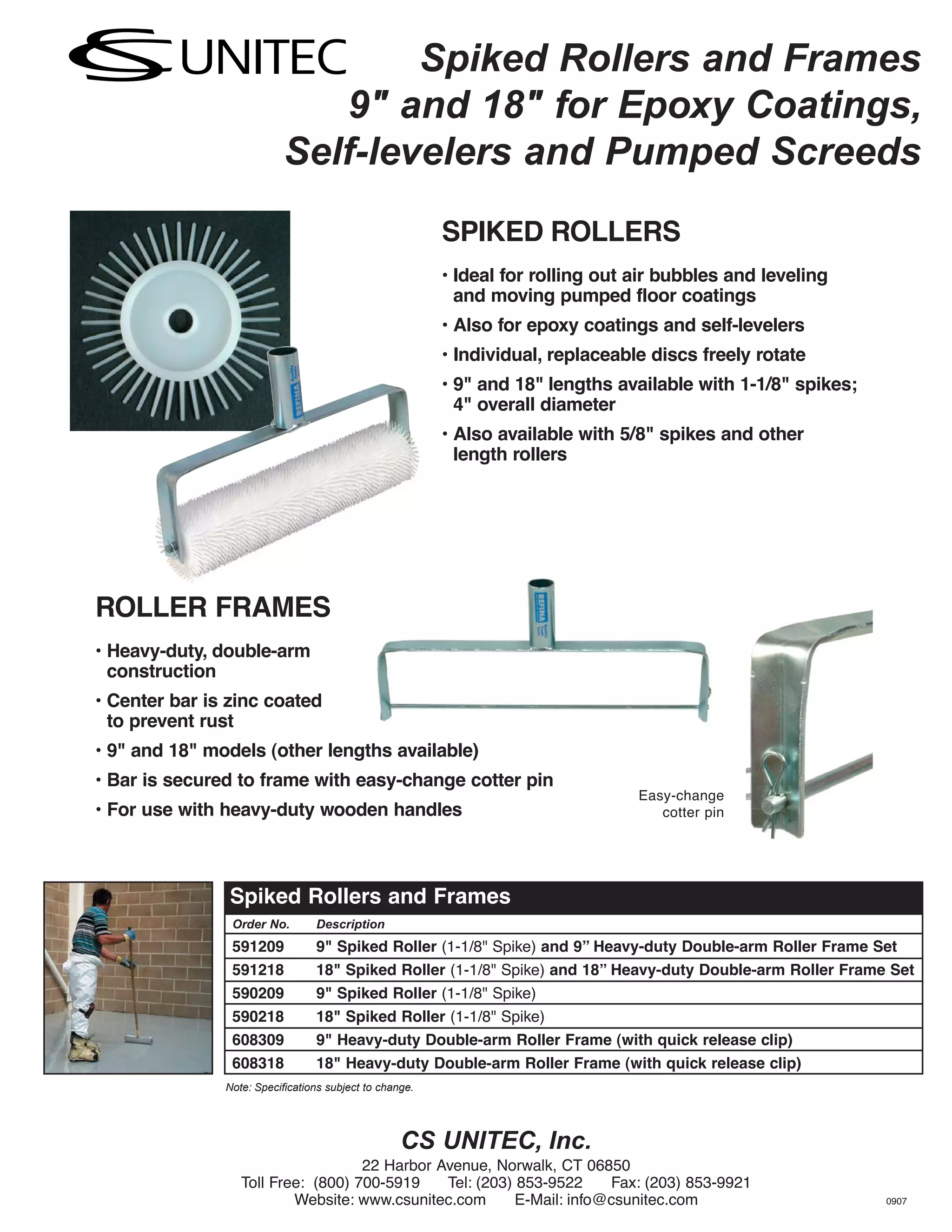 CS Unitec Spiked Rollers and Frames Catalog Page PDF