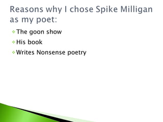 The goon show His book Writes Nonsense poetry 