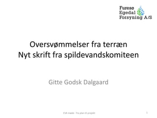 Oversvømmelser fra terræn
Nyt skrift fra spildevandskomiteen
Gitte Godsk Dalgaard
EVA møde - fra plan til projekt 1
 