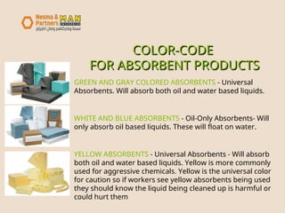 Safety Color Code For Absorbent Spillage control on workplace safety.ppt