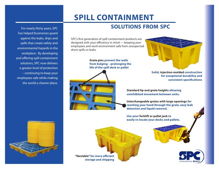 Spill containment sell sheets