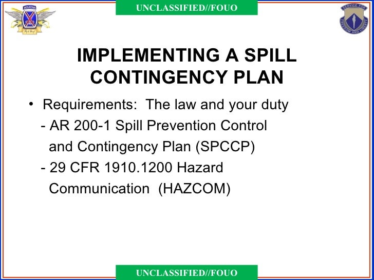 Spill contingency plan