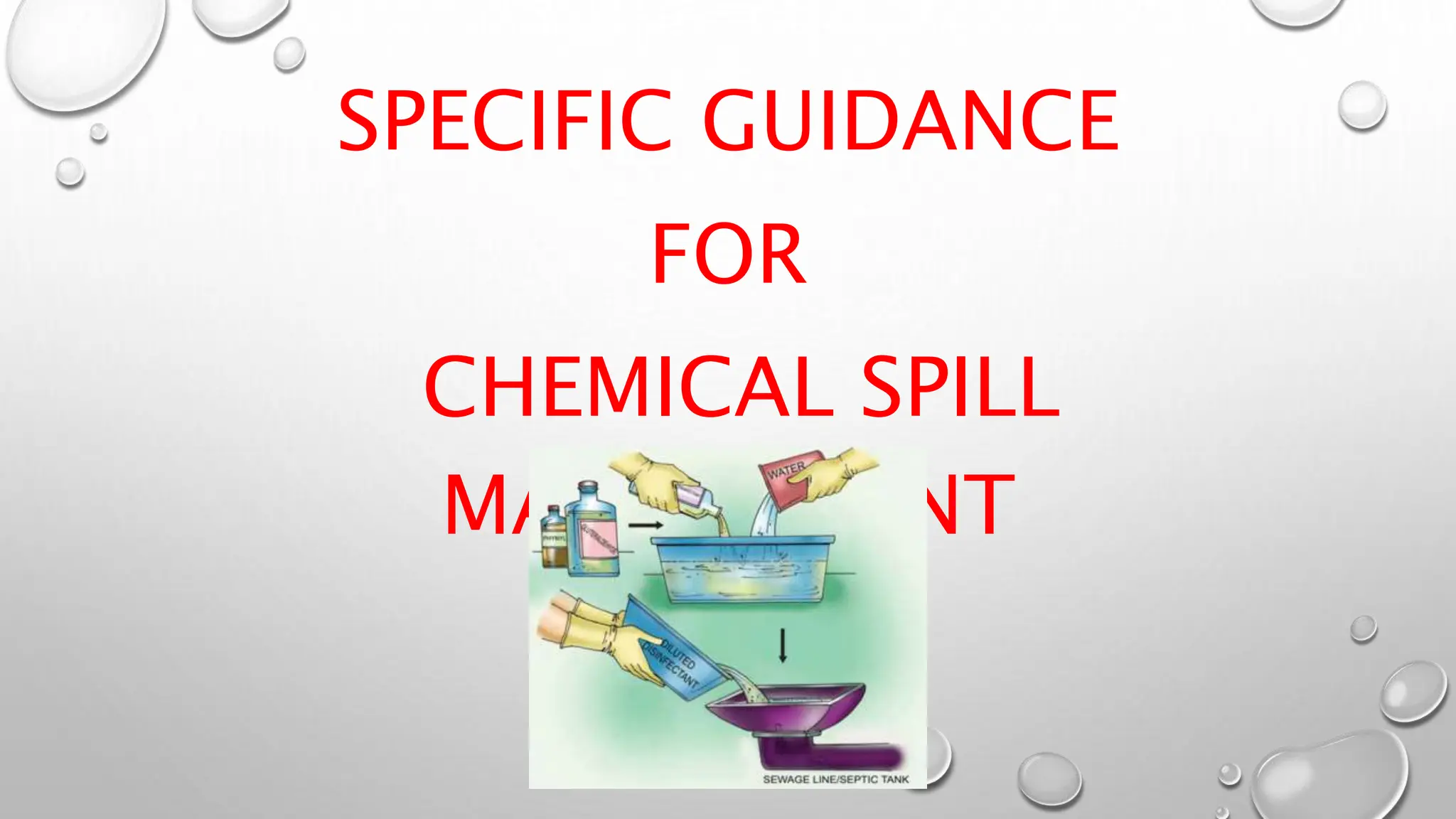 SPECIFIC GUIDANCE
FOR
CHEMICAL SPILL
MANAGEMENT
 
