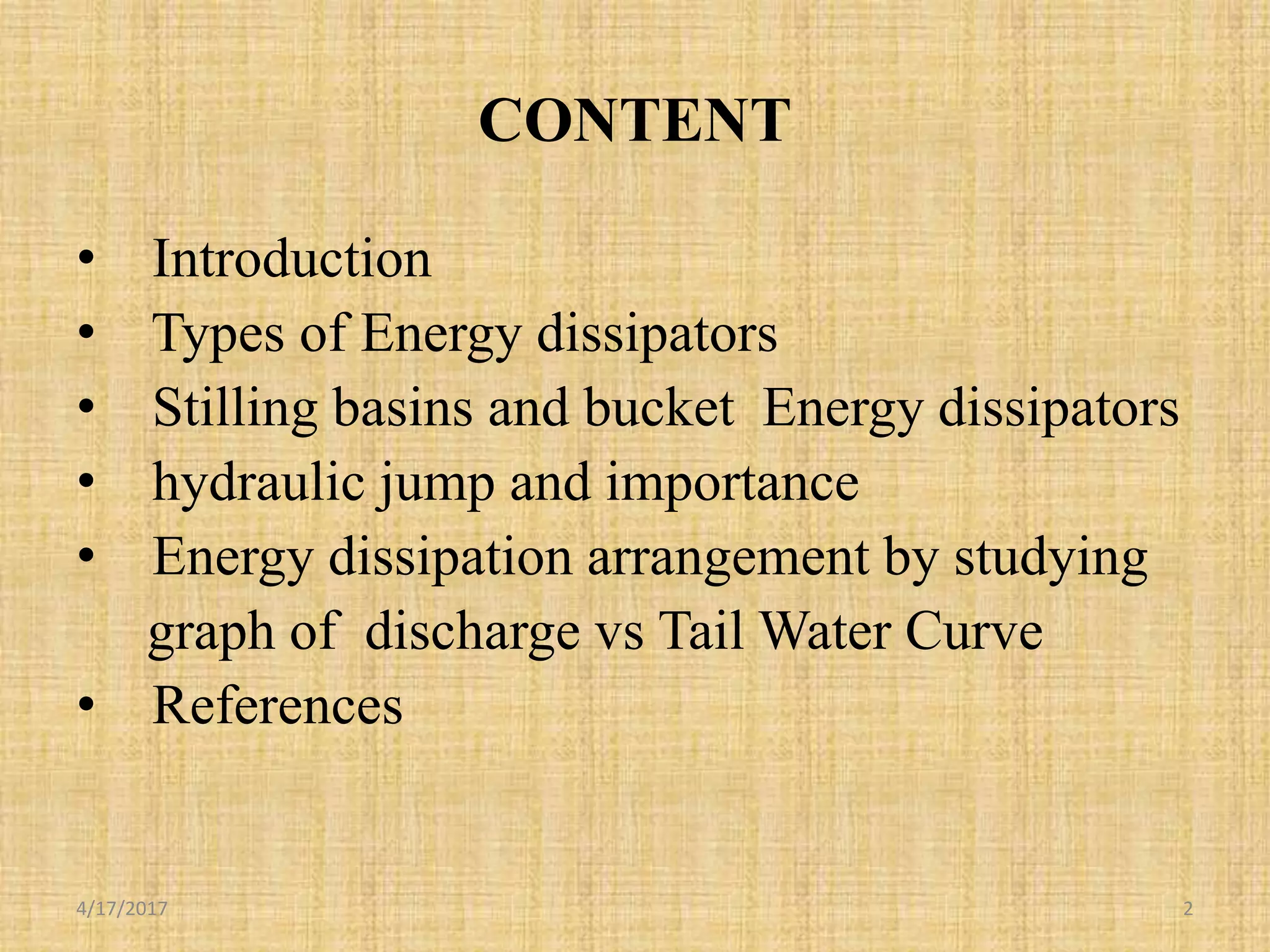 energy dissipator in hydraulic structure | PPTX