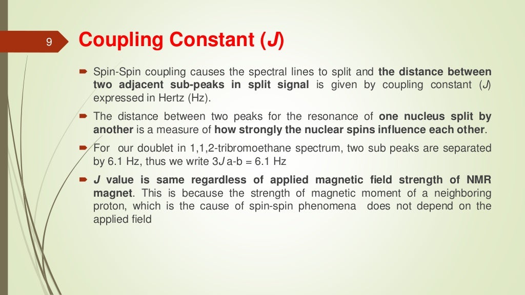 Spin spin coupling and coupling constant