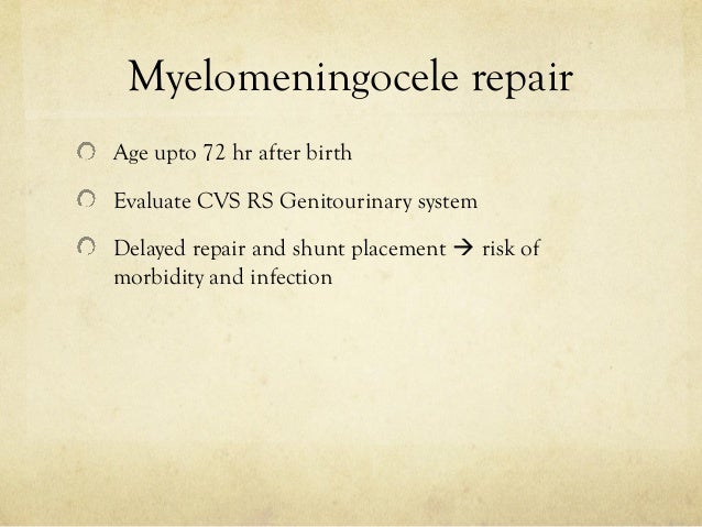 spina bifida myelomeningocele repair treatment and complications myelomeningocele repair