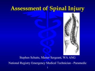 Assessment of Spinal Injury Stephen Schutts, Master Sergeant, WA ANG National Registry Emergency Medical Technician - Paramedic 