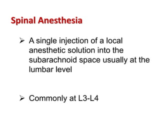 Spinal anaesthesia by dr. mohammad abss reshi | PPTX