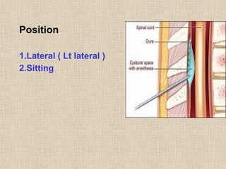 Position
1.Lateral ( Lt lateral )
2.Sitting
 