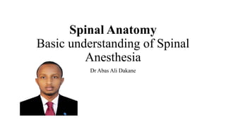 Spinal Anatomy
Basic understanding of Spinal
Anesthesia
Dr Abas Ali Dakane
 