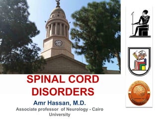Amr Hassan, M.D.
Associate professor of Neurology - Cairo
University
SPINAL CORD
DISORDERS
 