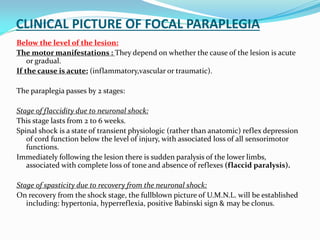 Gradual Paralysis Spinal cord disorders | PDF