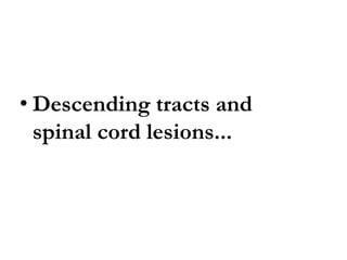 • Descending tracts and
spinal cord lesions...
 