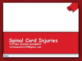 Spinal Cord Injuries
FATIMA WAHID MANGRIO
fatimawahid1234@gmail.com
 